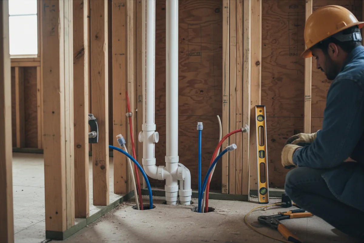 Drain and supply rough-in during Toilet Repair and Installation in Pine Bluff