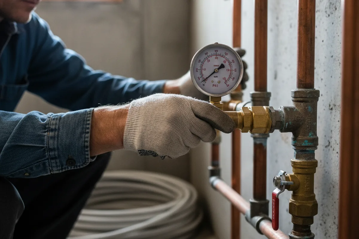 Pressure testing a repaired line during Water Line Repair in Pine Bluff